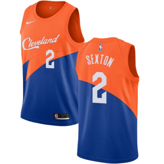 Men's Nike Cleveland Cavaliers 2 Collin Sexton Swingman Blue NBA Jersey - City Edition