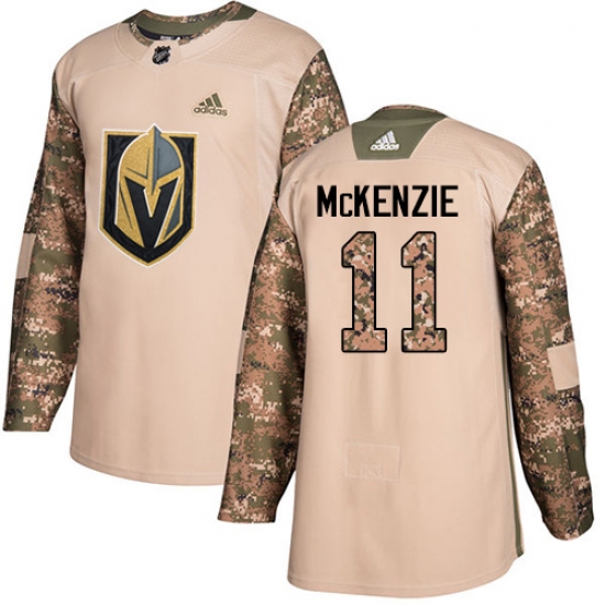 Men's Adidas Vegas Golden Knights 11 Curtis McKenzie Authentic Camo Veterans Day Practice NHL Jersey