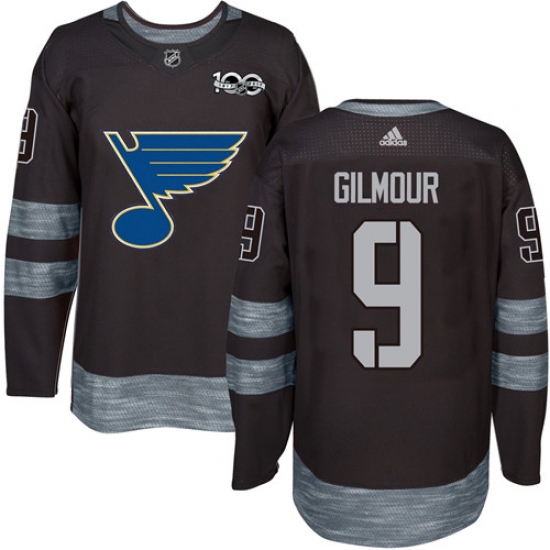Men's Adidas St. Louis Blues 9 Doug Gilmour Authentic Black 1917-2017 100th Anniversary NHL Jersey