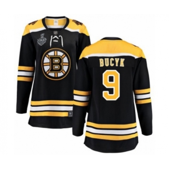 Women's Boston Bruins 9 Johnny Bucyk Authentic Black Home Fanatics Branded Breakaway 2019 Stanley Cup Final Bound Hockey Jersey