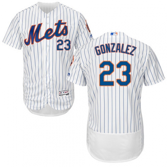 Men's Majestic New York Mets 23 Adrian Gonzalez White Home Flex Base Authentic Collection MLB Jersey
