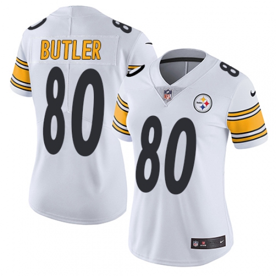 Women's Nike Pittsburgh Steelers 80 Jack Butler White Vapor Untouchable Limited Player NFL Jersey