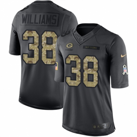 Youth Nike Green Bay Packers 38 Tramon Williams Limited Black 2016 Salute to Service NFL Jersey