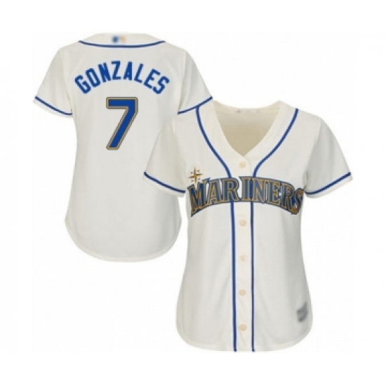 Women's Seattle Mariners 7 Marco Gonzales Authentic Cream Alternate Cool Base Baseball Player Jersey