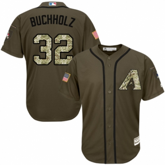 Men's Majestic Arizona Diamondbacks 32 Clay Buchholz Authentic Green Salute to Service MLB Jersey