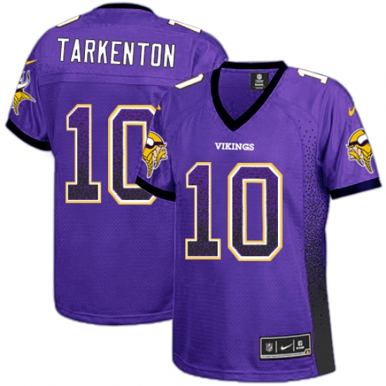 Women's Nike Minnesota Vikings 10 Fran Tarkenton Elite Purple Drift Fashion NFL Jersey
