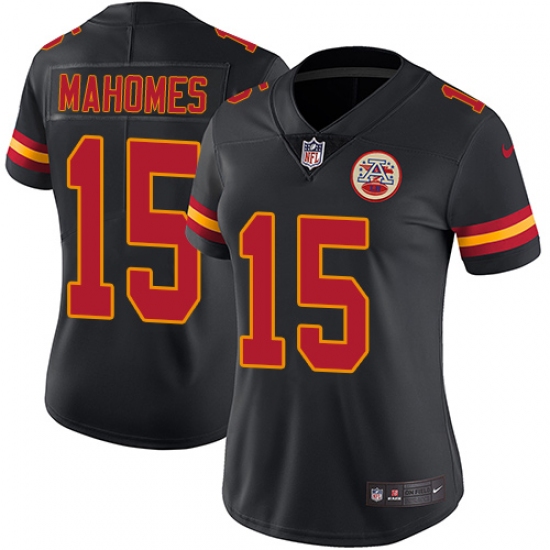 Women's Nike Kansas City Chiefs 15 Patrick Mahomes Black Stitched NFL Limited Rush Jersey