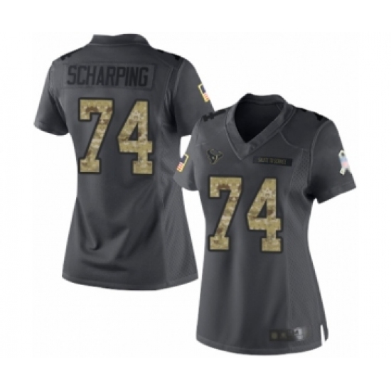 Women's Houston Texans 74 Max Scharping Limited Black 2016 Salute to Service Football Jersey