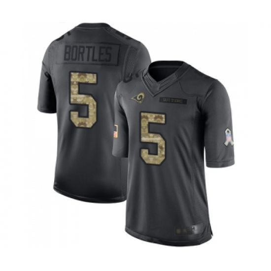 Men's Los Angeles Rams 5 Blake Bortles Limited Black 2016 Salute to Service Football Jersey