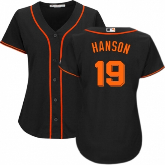 Women's Majestic San Francisco Giants 19 Alen Hanson Replica Black Alternate Cool Base MLB Jersey