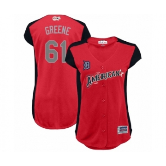 Women's Detroit Tigers 61 Shane Greene Authentic Red American League 2019 Baseball All-Star Jersey