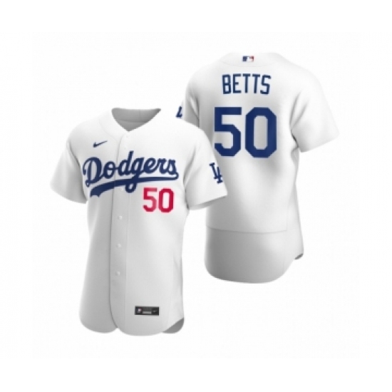 Men's Los Angeles Dodgers 50 Mookie Betts White Authentic 2020 Home Jersey
