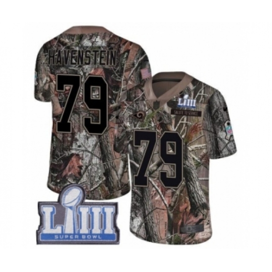 Men's Nike Los Angeles Rams 79 Rob Havenstein Camo Rush Realtree Limited Super Bowl LIII Bound NFL Jersey