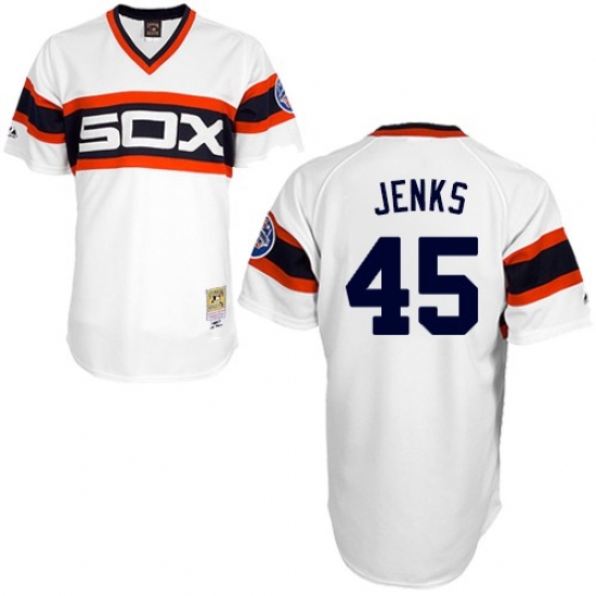 Men's Mitchell and Ness 1983 Chicago White Sox 45 Bobby Jenks Authentic White Throwback MLB Jersey
