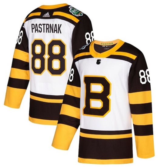 Men's Adidas Boston Bruins 88 David Pastrnak Authentic White 2019 Winter Classic NHL Jersey