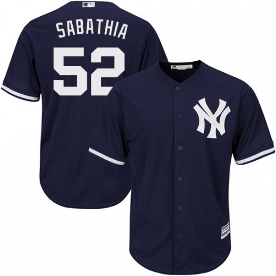 Men's Majestic New York Yankees 52 C.C. Sabathia Replica Navy Blue Alternate MLB Jersey