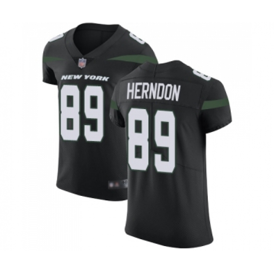 Men's New York Jets 89 Chris Herndon Black Alternate Vapor Untouchable Elite Player Football Jersey
