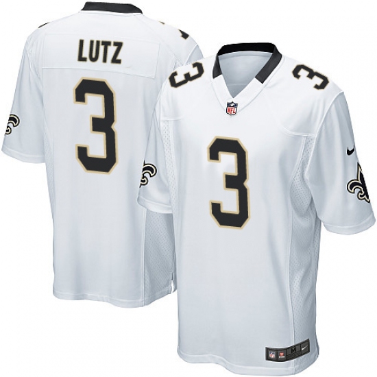 Men's Nike New Orleans Saints 3 Will Lutz Game White NFL Jersey