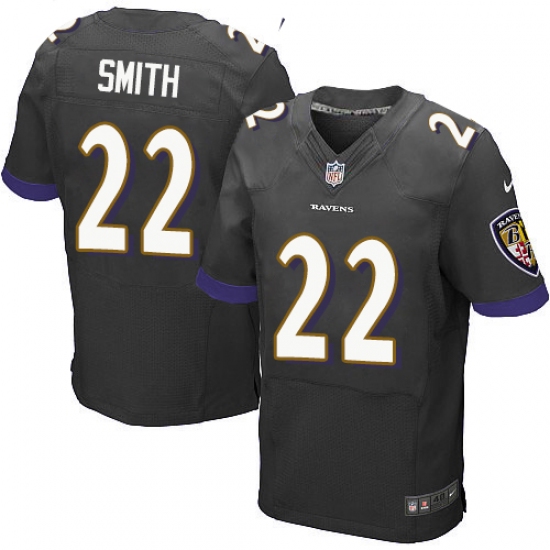 Men's Nike Baltimore Ravens 22 Jimmy Smith Elite Black Alternate NFL Jersey