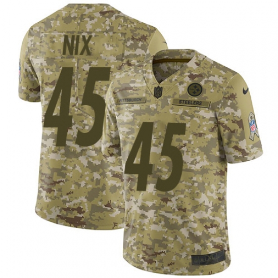 Youth Nike Pittsburgh Steelers 45 Roosevelt Nix Limited Camo 2018 Salute to Service NFL Jersey