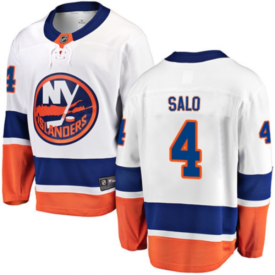 Men's New York Islanders 4 Robin Salo Fanatics Branded White Away Breakaway NHL Jersey
