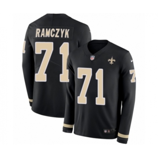 Youth Nike New Orleans Saints 71 Ryan Ramczyk Limited Black Therma Long Sleeve NFL Jersey