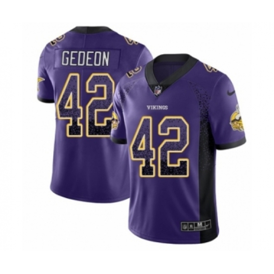 Men's Nike Minnesota Vikings 42 Ben Gedeon Limited Purple Rush Drift Fashion NFL Jersey
