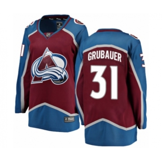 Women's Colorado Avalanche 31 Philipp Grubauer Authentic Maroon Home Fanatics Branded Breakaway NHL Jersey