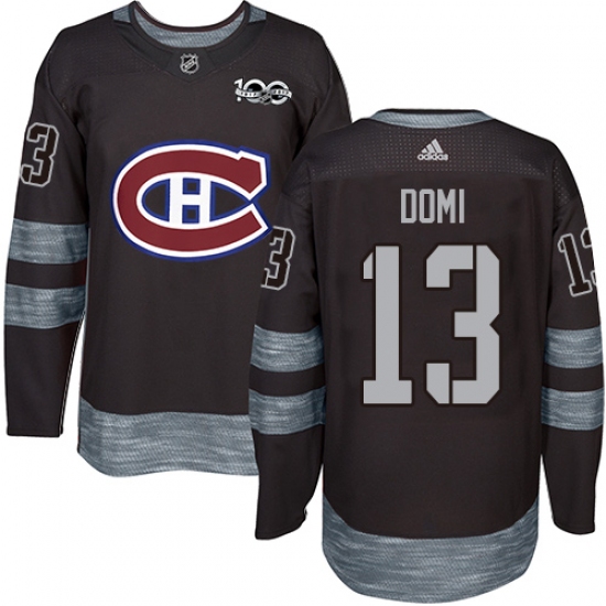 Men's Adidas Montreal Canadiens 13 Max Domi Authentic Black 1917-2017 100th Anniversary NHL Jersey