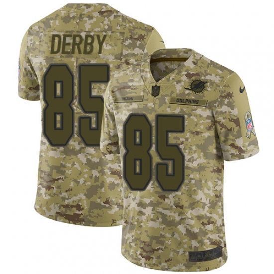 Men's Nike Miami Dolphins 85 A.J. Derby Limited Camo 2018 Salute to Service NFL Jersey