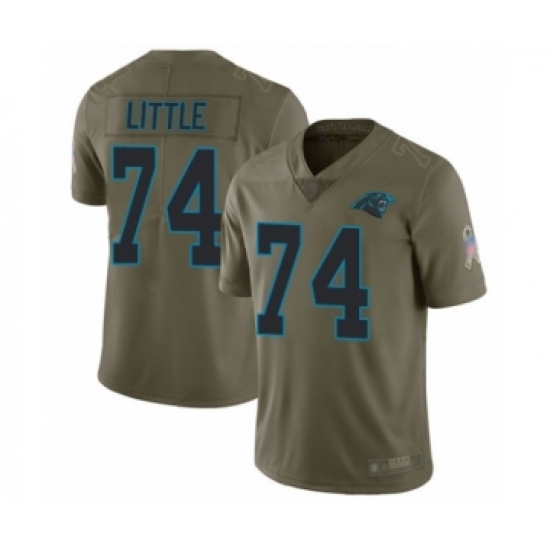 Men's Carolina Panthers 74 Greg Little Limited Olive 2017 Salute to Service Football Jersey