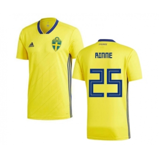 Sweden 25 Rinne Home Kid Soccer Country Jersey