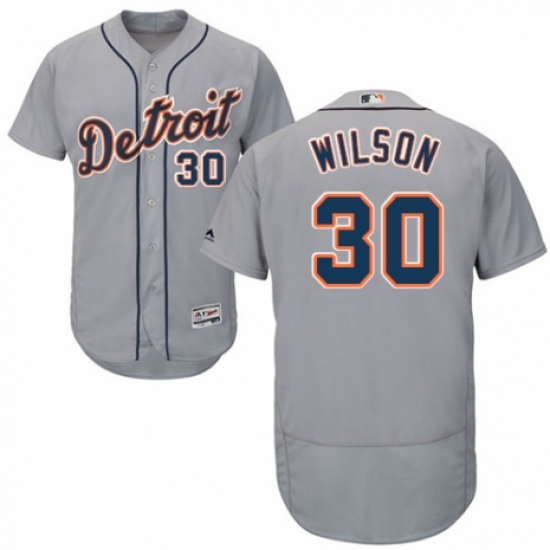 Men's Majestic Detroit Tigers 30 Alex Wilson Grey Road Flex Base Authentic Collection MLB Jersey