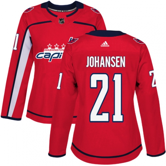Women's Adidas Washington Capitals 21 Lucas Johansen Premier Red Home NHL Jersey