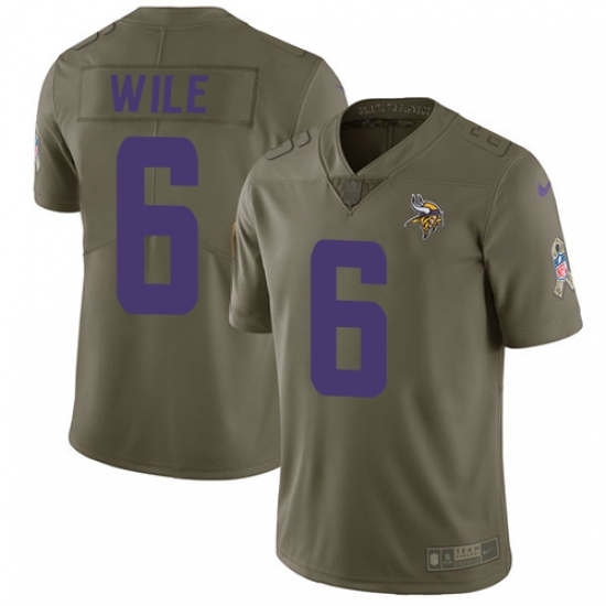 Youth Nike Minnesota Vikings 6 Matt Wile Limited Olive 2017 Salute to Service NFL Jersey