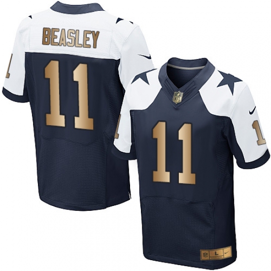 Men's Nike Dallas Cowboys 11 Cole Beasley Elite Navy/Gold Throwback Alternate NFL Jersey