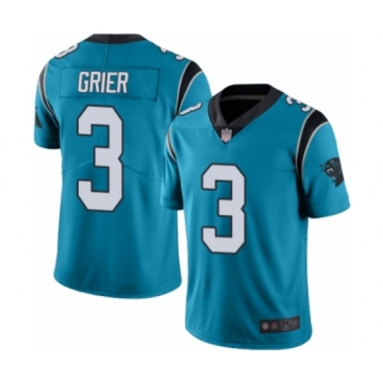 Men's Carolina Panthers 3 Will Grier Blue Alternate Vapor Untouchable Limited Player Football Jersey