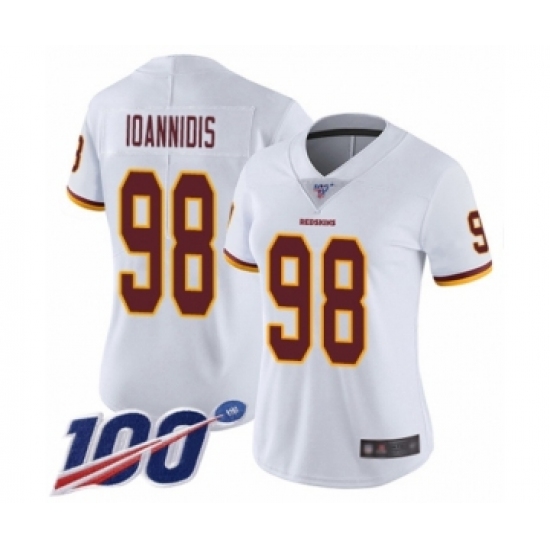 Women's Washington Redskins 98 Matt Ioannidis White Vapor Untouchable Limited Player 100th Season Football Jersey