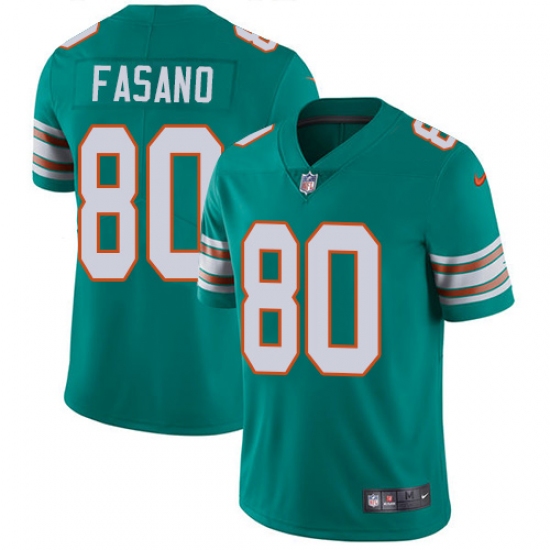 Men's Nike Miami Dolphins 80 Anthony Fasano Aqua Green Alternate Vapor Untouchable Limited Player NFL Jersey