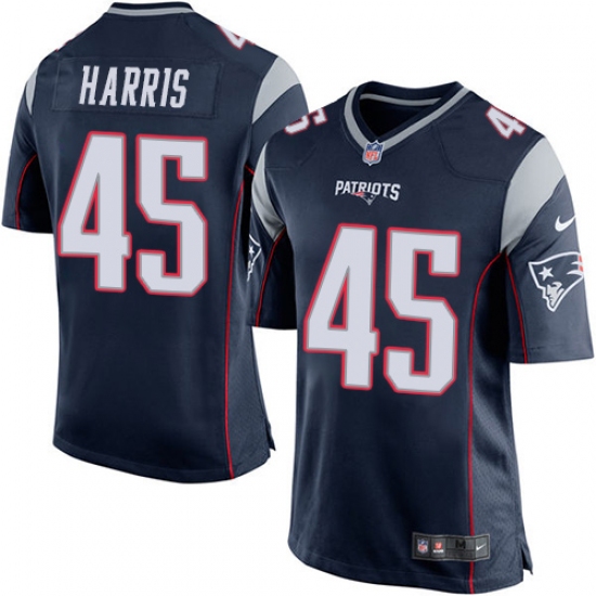 Men's Nike New England Patriots 45 David Harris Game Navy Blue Team Color NFL Jersey