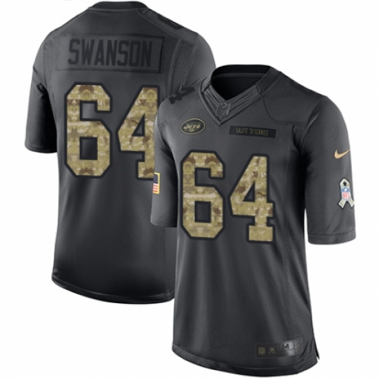 Youth Nike New York Jets 64 Travis Swanson Limited Black 2016 Salute to Service NFL Jersey