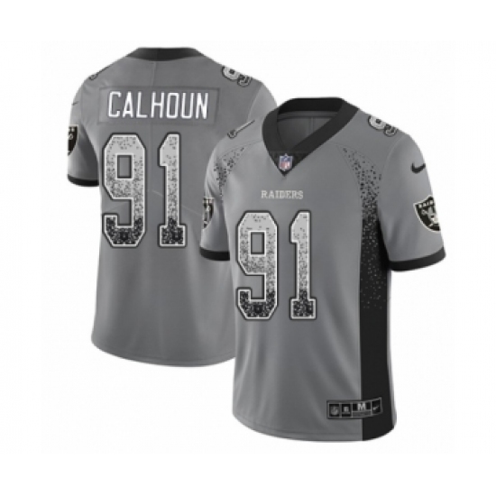 Youth Nike Oakland Raiders 91 Shilique Calhoun Limited Gray Rush Drift Fashion NFL Jersey