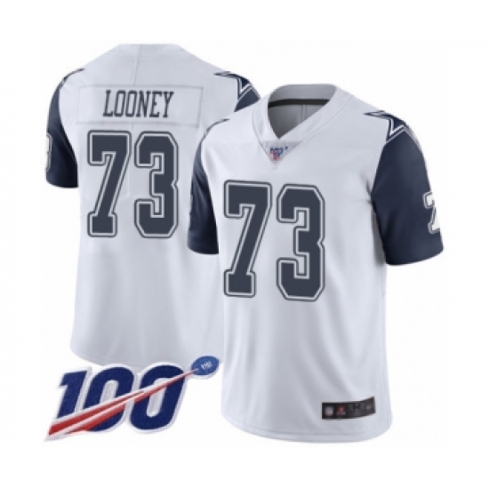 Men's Dallas Cowboys 73 Joe Looney Limited White Rush Vapor Untouchable 100th Season Football Jersey