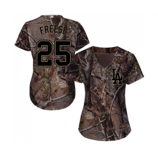 Women's Los Angeles Dodgers 25 David Freese Authentic Camo Realtree Collection Flex Base Baseball Jersey