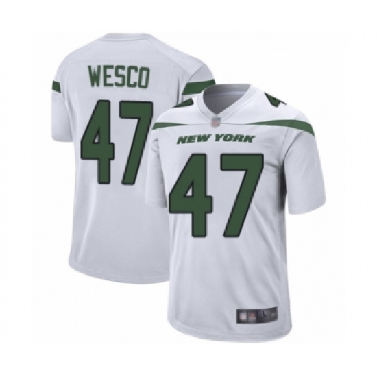Men's New York Jets 47 Trevon Wesco Game White Football Jersey