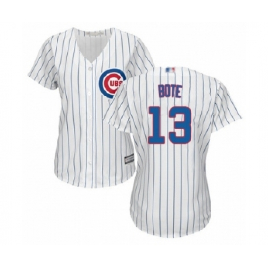 Women's Chicago Cubs 13 David Bote Authentic White Home Cool Base Baseball Player Jersey