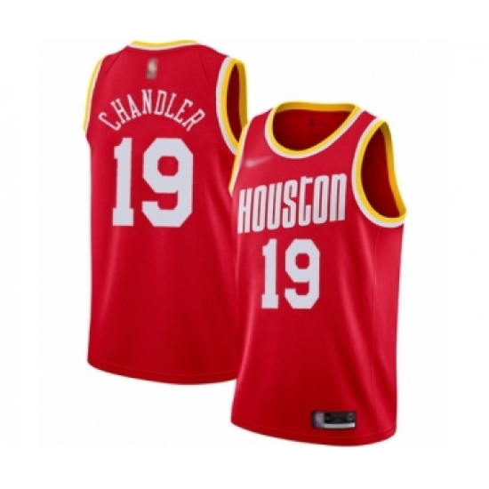 Men's Houston Rockets 19 Tyson Chandler Authentic Red Hardwood Classics Finished Basketball Jersey