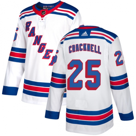 Men's Adidas New York Rangers 25 Adam Cracknell Authentic White Away NHL Jersey