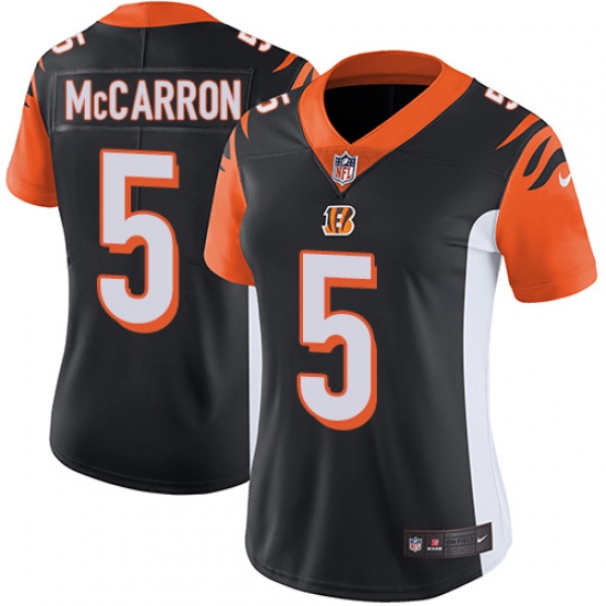 Women's Nike Cincinnati Bengals 5 AJ McCarron Vapor Untouchable Limited Black Team Color NFL Jersey