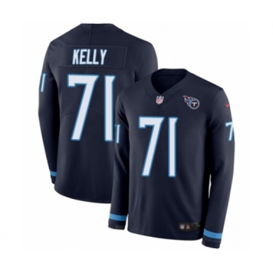 Men's Nike Tennessee Titans 71 Dennis Kelly Limited Navy Blue Therma Long Sleeve NFL Jersey